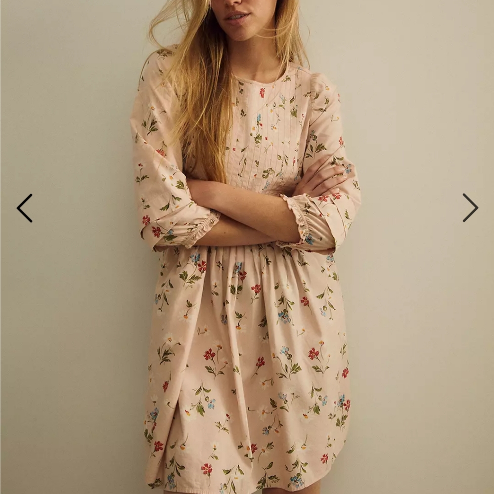 Pintuck Puff Sleeve Mini Dress